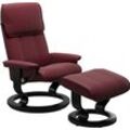 Relaxsessel STRESSLESS "Admiral", rot (bordeaux batick), Sessel, Leder BATICK, Classic Base Schwarz, Relaxfunktion-Drehfunktion-Plus™System-Gleitsystem, B/H/T: 87cm x 101cm x 78cm, Leder BATICK: BATICK ist ein leicht korrigiertes, durchgefärbtes und genarbtes Möbelleder, bei dem die meisten Unebenheiten und Spuren in der Regel entfernt wurden., mit Classic Base, Größe M & L, Gestell Schwarz, B:87c