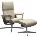 Relaxsessel STRESSLESS "Admiral", beige (cream batick), B:93cm H:103cm T:79cm, Leder BATICK: BATICK ist ein leicht korrigiertes, durchgefärbtes und genarbtes Möbelleder, bei dem die meisten Unebenheiten und Spuren in der Regel entfernt wurden., Sessel, mit Cross Base, Größe M & L, Holzakzent Wenge