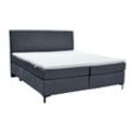 Boxspringbett ALINA "Petro", schwarz (anthrazit dfn, dfh 139), B:162cm L:215cm, Samtstoff DFN (100% Polyester), Samtstoff DFH (100% Polyester), Komplettbetten, Boxspringbett, inklusive Matratze und Topper, in diversen Ausführungen