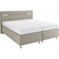 Boxspringbett, beige (struktustoff dunkelbeige), mit LED-Beleuchtung, Liegefläche B/L: 180cm x 200cm, H2, 7-Zonen-Kaltschaummatratze, Bezug Unterbox und Kopfteil: Strukturstoff (77% Polyester und 23% Viskose), Bezug Obermatratze 100% Polyester, waschbar bis 60u00b0C, WESTFALIA SCHLAFKOMFORT, Komplettbetten, Boxspringbett, wahlweise mit LED-Beleuchtung