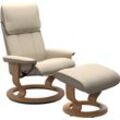 Relaxsessel STRESSLESS "Admiral", beige (cream batick), B:87cm H:101cm T:78cm, Leder BATICK: BATICK ist ein leicht korrigiertes, durchgefärbtes und genarbtes Möbelleder, bei dem die meisten Unebenheiten und Spuren in der Regel entfernt wurden., Sessel, mit Classic Base, Größe M & L, Gestell Eiche