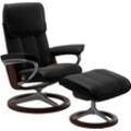 Relaxsessel STRESSLESS "Admiral", schwarz (schwarz batick), Sessel, Leder BATICK, Signature Base Braun, Relaxfunktion-Drehfunktion-Plus™System-BalanceAdapt™-Gleitsystem, B/H/T: 84cm x 100cm x 73cm, Leder BATICK: BATICK ist ein leicht korrigiertes, durchgefärbtes und genarbtes Möbelleder, bei dem die meisten Unebenheiten und Spuren in der Regel entfernt wurden., mit Signature Base, Größe M & L, Ges