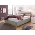 Boxspringbett, beige (struktustoff dunkelbeige), ohne LED-Beleuchtung, Liegefläche B/L: 200cm x 200cm, H3, 7-Zonen-Kaltschaummatratze, Bezug Unterbox und Kopfteil: Strukturstoff (77% Polyester und 23% Viskose), Bezug Obermatratze 100% Polyester, waschbar bis 60u00b0C, WESTFALIA SCHLAFKOMFORT, Komplettbetten, Boxspringbett, wahlweise mit LED-Beleuchtung