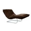 Relaxliege W.SCHILLIG "daily dreams", braun (chocolate s37), B:95cm H:91cm T:170cm, Stoff S37 (100% Polyester), Sofas, in Waffelkissen-Optik, wahlweise mit Motor, silber matt, in 2 Breiten