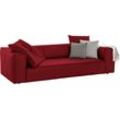 3-Sitzer W.SCHILLIG "around-the-block" Sofas Gr. B/H/T: 260 cm x 66 cm x 104 cm, Longlife Xtra-Leder Z59, rot (ruby red z59) 3-Sitzer Sofas mit eleganter Biese, Federkern
