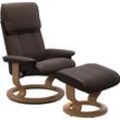 Relaxsessel STRESSLESS "Admiral", braun (braun batick), Sessel, Leder BATICK, Classic Base Eiche, Relaxfunktion-Drehfunktion-Plus™System-Gleitsystem, B/H/T: 87cm x 101cm x 78cm, Leder BATICK: BATICK ist ein leicht korrigiertes, durchgefärbtes und genarbtes Möbelleder, bei dem die meisten Unebenheiten und Spuren in der Regel entfernt wurden., mit Classic Base, Größe M & L, Gestell Eiche, B:87cm H:1