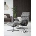 Relaxsessel STRESSLESS "Reno" Sessel Gr. Leder BATICK, Cross Base Wenge-S, Relaxfunktion-Drehfunktion-Plus™System-Gleitsystem-BalanceAdapt™, B/H/T: 79 cm x 99 cm x 75 cm, grau (wild dove batick) mit Cross Base, Größe S, M & L, Holzakzent Wenge