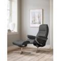 Relaxsessel STRESSLESS "Sunrise" Sessel Gr. Leder BATICK, Cross Base Schwarz, Relaxfunktion-Drehfunktion-Plus™System-Gleitsystem-BalanceAdapt™, B/H/T: 83 cm x 105 cm x 74 cm, grau (wild dove batick) mit Cross Base, Größe S, M & L, Holzakzent Schwarz