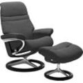 Relaxsessel STRESSLESS "Sunrise", grau (dunkelgrau q2 faron), B:92cm H:105cm T:80cm, Leder BATICK: BATICK ist ein leicht korrigiertes, durchgefärbtes und genarbtes Möbelleder, bei dem die meisten Unebenheiten und Spuren in der Regel entfernt wurden., Leder PALOMA: PALOMA ist ein durchgefärbtes Semianilin-Möbelleder mit natürlicher Narbung., ROHLEDER Stoff Q2 FARON: Ein fester zuverlässiger Bouclu0