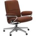 Relaxsessel STRESSLESS "Paris" Sessel Gr. Leder PALOMA, Home Office Base, Plus™System-Gleitsystem-Relaxfunktion-Drehfunktion-Rückteilverstellung-Höhenverstellung, B/H/T: 80 cm x 97 cm x 69 cm, braun (copper paloma) Low Back, mit Home Office Base, Gestell Chrom