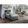Boxspringbett, grau (anthrazit, grau), Ohne Topper, Liegefläche B/L: 90cm x 200cm, H3, 7-Zonen-Kaltschaummatratze, Bezug Obermatratze 100% Polyester, waschbar bis 60u00b0C, Bezug Unterbox und Kopfteil: Mikrofaservelours (100% Polyester), WESTFALIA SCHLAFKOMFORT, Komplettbetten, Boxspringbett, mit LED-Beleuchtung
