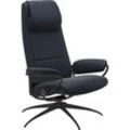 Relaxsessel STRESSLESS "Paris" Sessel Gr. Leder PALOMA, Star Base-High Base, Plus™System-Gleitsystem-Relaxfunktion-Drehfunktion-Kopfstützenverstellung-Rückteilverstellung, B/H/T: 80 cm x 114 cm x 74 cm, blau (shadow blue paloma) High Back, mit Star Base, Gestell Schwarz