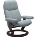 Relaxsessel STRESSLESS "Consul" Sessel Gr. Struktur fein JASMINE, Classic Base Braun, Plus™System-Gleitsystem-Relaxfunktion-Drehfunktion-Kopfstützenverstellung-Rückteilverstellung, B/H/T: 85cm x 100cm x 77cm, blau (light jasmine) mit Classic Base, Größe L, Gestell Braun