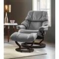 Relaxsessel STRESSLESS "Reno" Sessel Gr. Leder BATICK, Classic Base Wenge, Relaxfunktion-Drehfunktion-Plus™System-Gleitsystem, B/H/T: 75 cm x 96 cm x 75 cm, grau (wild dove batick) mit Classic Base, Größe S, M & L, Gestell Wenge