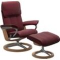 Relaxsessel STRESSLESS "Admiral", rot (bordeaux batick), Sessel, Leder BATICK, Signature Base Eiche, Relaxfunktion-Drehfunktion-Plus™System-BalanceAdapt™-Gleitsystem, B/H/T: 84cm x 100cm x 73cm, Leder BATICK: BATICK ist ein leicht korrigiertes, durchgefärbtes und genarbtes Möbelleder, bei dem die meisten Unebenheiten und Spuren in der Regel entfernt wurden., mit Signature Base, Größe M & L, Gestel