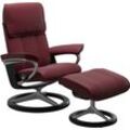 Relaxsessel STRESSLESS "Admiral", rot (bordeaux batick), Sessel, Leder BATICK, Signature Base Schwarz, Relaxfunktion-Drehfunktion-Plus™System-BalanceAdapt™-Gleitsystem, B/H/T: 93cm x 103cm x 79cm, Leder BATICK: BATICK ist ein leicht korrigiertes, durchgefärbtes und genarbtes Möbelleder, bei dem die meisten Unebenheiten und Spuren in der Regel entfernt wurden., mit Signature Base, Größe M & L, Gest