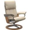 Relaxsessel STRESSLESS "Admiral", beige (cream batick), B:93cm H:103cm T:79cm, Leder BATICK: BATICK ist ein leicht korrigiertes, durchgefärbtes und genarbtes Möbelleder, bei dem die meisten Unebenheiten und Spuren in der Regel entfernt wurden., Sessel, mit Signature Base, Größe M & L, Gestell Eiche