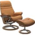 Relaxsessel STRESSLESS "Sunrise", braun (new caramel), Leder BATICK, Relaxfunktion-Drehfunktion-Plus™System-Gleitsystem-BalanceAdapt™, B/H/T: 92cm x 105cm x 80cm, Sessel, mit Signature Base, Größe L, Gestell Eiche