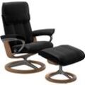 Relaxsessel STRESSLESS "Admiral", schwarz (schwarz batick), Sessel, Leder BATICK, Signature Base Eiche, Relaxfunktion-Drehfunktion-Plus™System-BalanceAdapt™-Gleitsystem, B/H/T: 84cm x 100cm x 73cm, Leder BATICK: BATICK ist ein leicht korrigiertes, durchgefärbtes und genarbtes Möbelleder, bei dem die meisten Unebenheiten und Spuren in der Regel entfernt wurden., mit Signature Base, Größe M & L, Ges