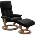 Relaxsessel STRESSLESS "Admiral", schwarz (schwarz batick), Sessel, Leder BATICK, Classic Base Eiche, Relaxfunktion-Drehfunktion-Plus™System-Gleitsystem, B/H/T: 78cm x 98cm x 73cm, Leder BATICK: BATICK ist ein leicht korrigiertes, durchgefärbtes und genarbtes Möbelleder, bei dem die meisten Unebenheiten und Spuren in der Regel entfernt wurden., mit Classic Base, Größe M & L, Gestell Eiche, B:78cm 