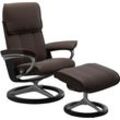 Relaxsessel STRESSLESS "Admiral", braun (braun batick), Sessel, Leder BATICK, Signature Base Schwarz, Relaxfunktion-Drehfunktion-Plus™System-BalanceAdapt™-Gleitsystem, B/H/T: 84cm x 100cm x 73cm, Leder BATICK: BATICK ist ein leicht korrigiertes, durchgefärbtes und genarbtes Möbelleder, bei dem die meisten Unebenheiten und Spuren in der Regel entfernt wurden., mit Signature Base, Größe M & L, Geste