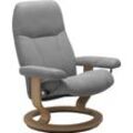 Relaxsessel STRESSLESS "Consul" Sessel Gr. Leder BATICK, Classic Base Eiche, Plus™System-Gleitsystem-Relaxfunktion-Drehfunktion-Kopfstützenverstellung-Rückteilverstellung, B/H/T: 72 cm x 94 cm x 70 cm, grau (wild dove batick) mit Classic Base, Größe S, Gestell Eiche