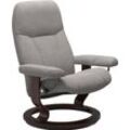 Relaxsessel STRESSLESS "Consul" Sessel Gr. Struktur fein JASMINE, Classic Base Braun, Plus™System-Gleitsystem-Relaxfunktion-Drehfunktion-Kopfstützenverstellung-Rückteilverstellung, B/H/T: 85cm x 100cm x 77cm, grau (grau jasmine) mit Classic Base, Größe L, Gestell Braun