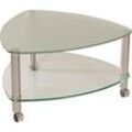 Couchtisch VIERHAUS "Kel", transparent (glas), B:80cm H:45cm T:80cm, Tische, Couchtisch Glas-Couchtisch, mit Ablage, rollbar