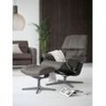 Relaxsessel STRESSLESS "Reno", grau (metal grau paloma), B:83cm H:100cm T:76cm, Leder PALOMA: PALOMA ist ein durchgefärbtes Semianilin-Möbelleder mit natürlicher Narbung., Sessel, mit Cross Base, Größe S, M & L, Holzakzent Schwarz