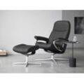 Relaxsessel STRESSLESS "Consul" Sessel Gr. Leder PALOMA, Cross Base Schwarz, M, Relaxfunktion-Drehfunktion-Plus™System-Gleitsystem-BalanceAdapt™, B/H/T: 82 cm x 102 cm x 72 cm, grau (rock paloma) mit Cross Base, Größe S, M & L, Holzakzent Schwarz