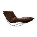 Relaxliege W.SCHILLIG "daily dreams", braun (chocolate s37), B:75cm H:85cm T:169cm, Stoff S37 (100% Polyester), Sofas, in Waffelkissen-Optik, Schaukelgestell silber matt, in 2 Breiten