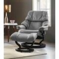 Relaxsessel STRESSLESS "Reno" Sessel Gr. Leder BATICK, Classic Base Schwarz-S, Relaxfunktion-Drehfunktion-Plus™System-Gleitsystem, B/H/T: 75 cm x 96 cm x 75 cm, grau (wild dove batick) mit Classic Base, Größe S, M & L, Gestell Schwarz