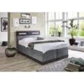 Boxspringbett, grau (anthrazit, grau), Ohne Topper, Liegefläche B/L: 140cm x 200cm, H3, 5-Zonen-Tonnentaschen-Federkernmatratze, Bezug Obermatratze 100% Polyester, waschbar bis 60u00b0C, Bezug Unterbox und Kopfteil: Mikrofaservelours (100% Polyester), WESTFALIA SCHLAFKOMFORT, Komplettbetten, Boxspringbett, mit LED-Beleuchtung, Topseller