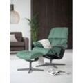 Relaxsessel STRESSLESS "Reno", grün (aqua grün paloma), B:83cm H:100cm T:76cm, Leder PALOMA: PALOMA ist ein durchgefärbtes Semianilin-Möbelleder mit natürlicher Narbung., Sessel, mit Cross Base, Größe S, M & L, Holzakzent Schwarz