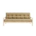 Schlafsofa KARUP DESIGN "KNOB", beige (wheat beige), B:205cm H:79cm T:95cm, Matratzenmaterialzusammensetzung: Futonmatratze mit Knopfheftung, Höhe 14 cm, aus recyceleten Mischfasern mit einem Kern aus 4 cm Schaumstoff. Matratzenfüllung: Baumwoll-Mix-Füllung 90-95% Baumwolle und 5-10% Polyester. Bezug: 80% Baumwolle, 20% Polyester, Sofas, mit Futonmatratze, verschiedene Farben, FSC-zertifiziert, Ki