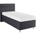 Boxspringbett WESTFALIA SCHLAFKOMFORT, grau (strukturstoff anthrazit), ohne LED-Beleuchtung, Liegefläche B/L: 90cm x 200cm, Gewicht H3, 5-Zonen-Tonnentaschen-Federkernmatratze, Bezug Unterbox und Kopfteil: Strukturstoff (77% Polyester und 23% Viskose), Bezug Obermatratze 100% Polyester, waschbar bis 60u00b0C, Komplettbetten, Boxspringbett, wahlweise mit LED-Beleuchtung