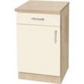 Unterschrank WIHO KÜCHEN "Kiel", beige (front: magnolia, korpus und arbeitsplatte: sonoma eiche), B:40cm H:85cm T:50cm, Schränke, 40 cm breit, in Tiefe 50 cm