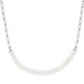 Collier "mit Muschelkern-Perlen, Silber 925", silber, GIORGIO MARTELLO MILANO, Halsketten, Damen, 45cm, Silber 925 (Sterlingsilber)