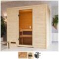 Sauna WELLTIME "Sunie", beige (naturbelassen), Saunaofen, integrierte Steuerung, 3,6 kW, Saunen, 3,6-kW-Plug & Play Ofen mit int. Steuerung