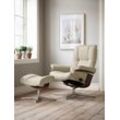 Relaxsessel STRESSLESS "Mayfair", beige (cream batick), B:79cm H:102cm T:73cm, Leder BATICK: BATICK ist ein leicht korrigiertes, durchgefärbtes und genarbtes Möbelleder, bei dem die meisten Unebenheiten und Spuren in der Regel entfernt wurden., Sessel, mit Hocker, mit Cross Base, Größe S, M & L, Holzakzent Braun