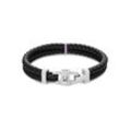 Armband TOMMY HILFIGER "Schmuck Edelstahl Armschmuck Lederarmband", grau (schwarz, edelstahlfarben), Armbänder, Herren, Leder-Edelstahl, Leder, Edelstahl