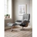 Relaxsessel STRESSLESS "Mayfair", grau (wild dove batick), B:83cm H:102cm T:74cm, Leder BATICK: BATICK ist ein leicht korrigiertes, durchgefärbtes und genarbtes Möbelleder, bei dem die meisten Unebenheiten und Spuren in der Regel entfernt wurden., Sessel, mit Cross Base, Größe S, M & L, Holzakzent Eiche