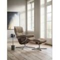 Relaxsessel STRESSLESS "Mayfair" Sessel Gr. ROHLEDER Stoff Q2 FARON, Cross Base Braun, Relaxfunktion-Drehfunktion-Plus™System-Gleitsystem-BalanceAdapt™, B/H/T: 83cm x 102cm x 74cm, beige (beige q2 faron) mit Cross Base, Größe S, M & L, Holzakzent Braun