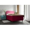 Boxspringbett PLACES OF STYLE "Marausa", pink, B:121cm L:208cm, 100% PES, Komplettbetten, Boxspringbett, mit Taschen-Federkernmatratze, mit dekorativer Kedernaht