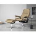 Relaxsessel STRESSLESS "Consul" Sessel Gr. Leder PALOMA, Cross Base Schwarz, S, Relaxfunktion-Drehfunktion-Plus™System-Gleitsystem-BalanceAdapt™, B/H/T: 78 cm x 97 cm x 70 cm, beige (sand paloma) mit Cross Base, Größe S, M & L, Holzakzent Schwarz