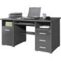 Computertisch GERMANIA "0484", grau (anthrazit), B:140cm H:75cm T:70cm, Tische, Schreibtisch mit Tastaturauszug & abschließbarem Schubkasten, B.145 cm