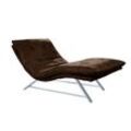 Relaxliege W.SCHILLIG "daily dreams", braun (chocolate s37), B:95cm H:91cm T:170cm, Stoff S37 (100% Polyester), Sofas, in Waffelkissen-Optik, wahlweise mit Motor, Kufengestell, in 2 Breiten