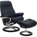 Relaxsessel STRESSLESS "Sunrise", blau (shadow blau paloma), B:79cm H:103cm T:73cm, Leder BATICK: BATICK ist ein leicht korrigiertes, durchgefärbtes und genarbtes Möbelleder, bei dem die meisten Unebenheiten und Spuren in der Regel entfernt wurden., Leder PALOMA: PALOMA ist ein durchgefärbtes Semianilin-Möbelleder mit natürlicher Narbung., ROHLEDER Stoff Q2 FARON: Ein fester zuverlässiger Bouclu00