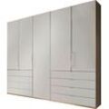 Falttürenschrank WIEMANN "Loft", beige (bianco, eiche, nachbildung, champagner glas), B:250cm H:236cm T:58cm, Schränke, Glasfront