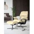 Relaxsessel STRESSLESS "Reno", beige (vanilla paloma), B:83cm H:100cm T:76cm, Leder PALOMA: PALOMA ist ein durchgefärbtes Semianilin-Möbelleder mit natürlicher Narbung., Sessel, mit Cross Base, Größe S, M & L, Holzakzent Schwarz